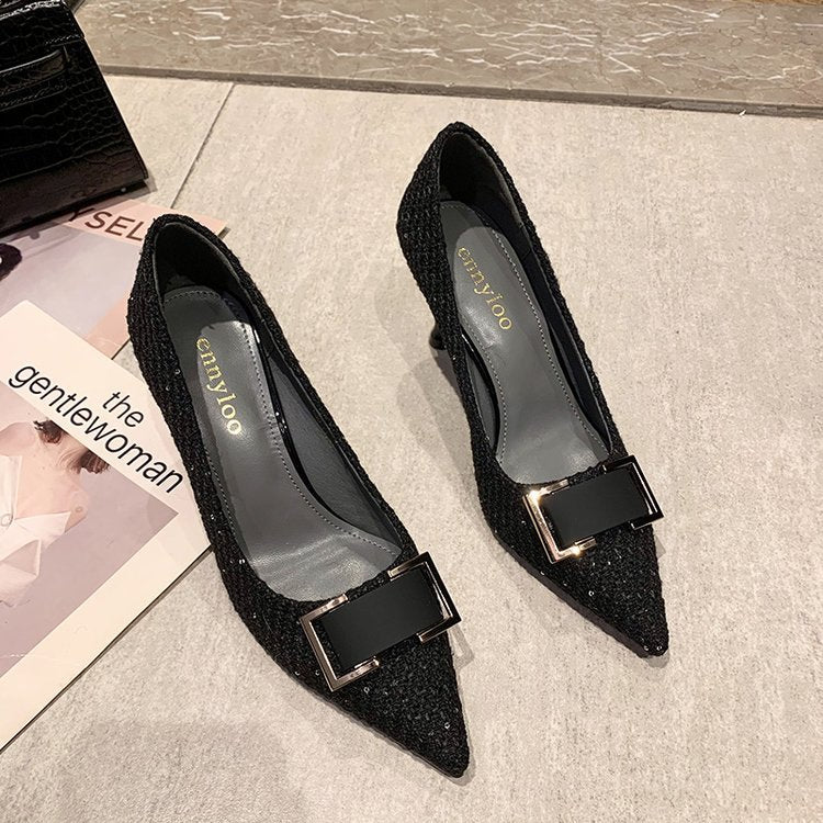 Damen elegante spitze Pumps mit glamourösem Schleifenakzent R&B