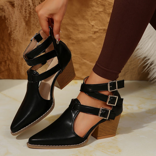 Damen modische Stiefeletten mit Schnallen R&B