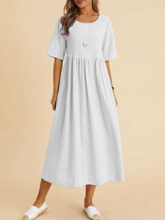 Damen Maxikleid mit lässigem Schnitt und Kurzärmeln R&B