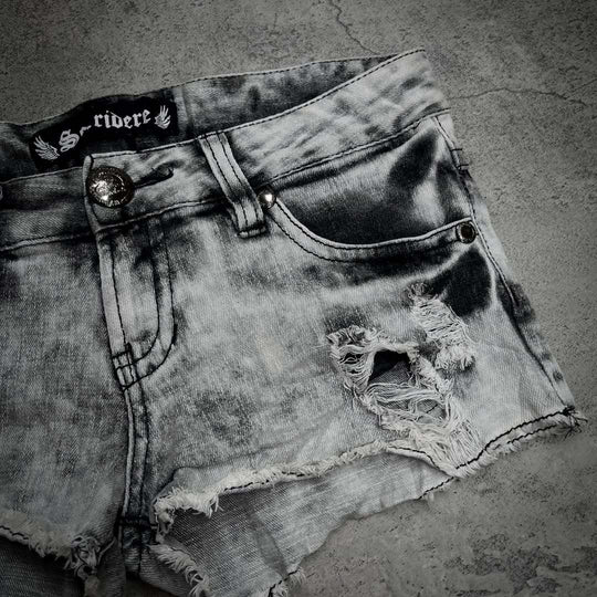 Damen trendige Destroyed Denim-Shorts R&B