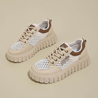 Damen modische Plateau-Sneaker mit atmungsaktivem Netz und robustem Sohlenprofil R&B