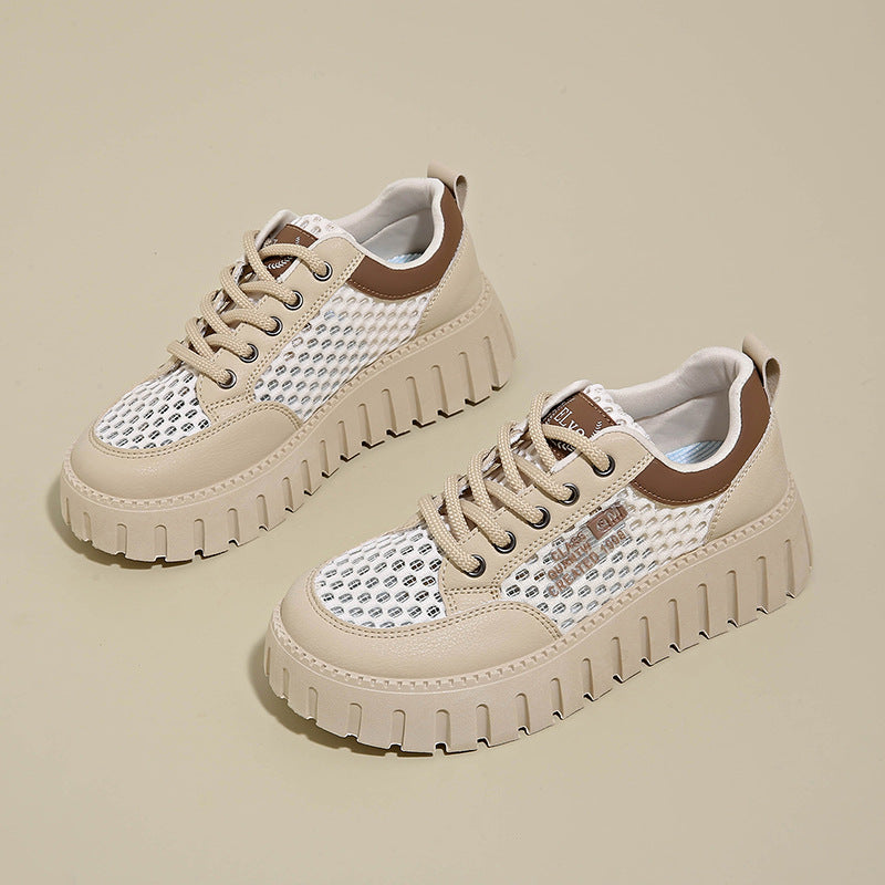 Damen modische Plateau-Sneaker mit atmungsaktivem Netz und robustem Sohlenprofil R&B