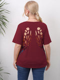Damen angesagtes T-Shirt mit kreativen Ausschnitten R&B