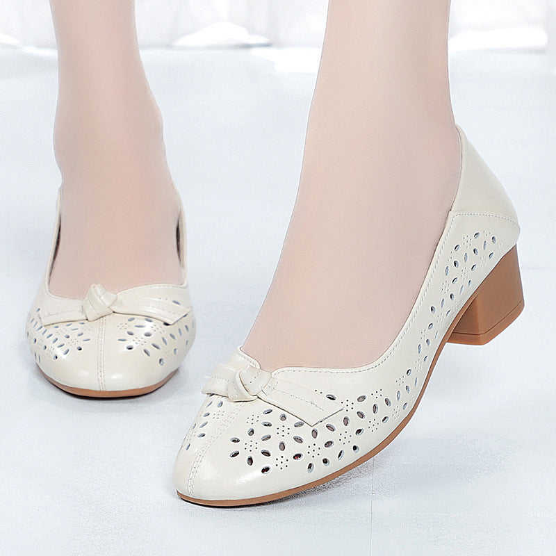 Damen Elegante und luftige Ballerinas mit modischem Lochdesign und komfortablem Absatz R&B