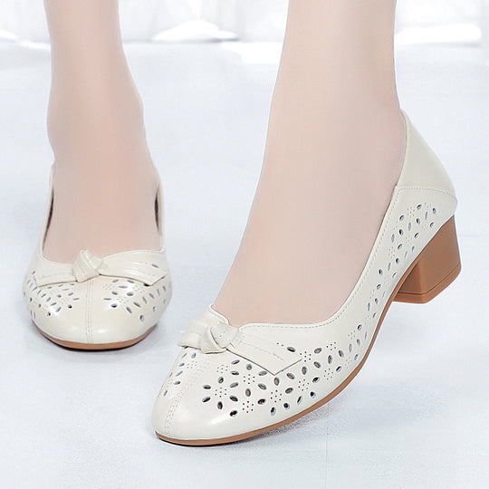 Damen Elegante und luftige Ballerinas mit modischem Lochdesign und komfortablem Absatz R&B