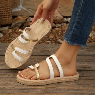 Damen Sommerliche Zehentrenner Sandalen R&B