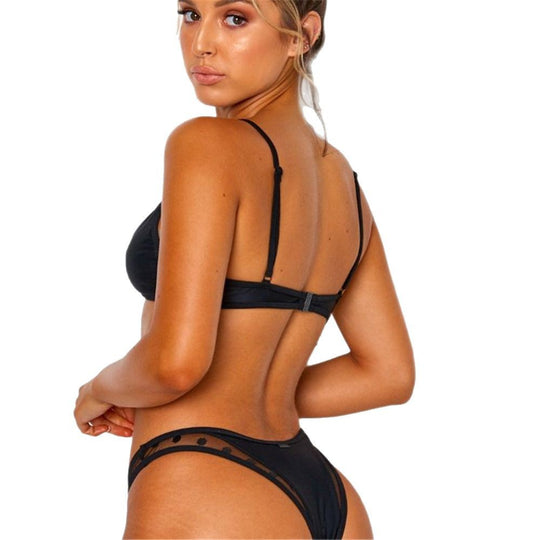 Damen Triangel-Bikini mit transparenten Einsätzen und verstellbaren Trägern R&B