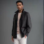Herren leichte Multifunktionsjacke mit praktischen Taschen und hohem Kragen R&B