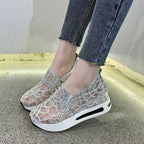 Damen Slip-On Sneakers mit funkelndem Strass und elastischem Riemen R&B
