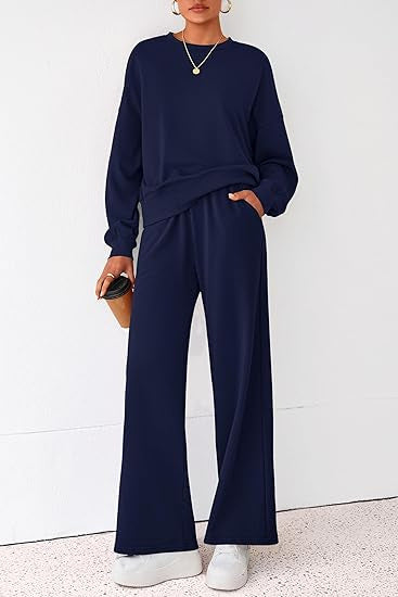 Damen Komfortabler Sweatsuit mit weitem Bein und lässigem Schnitt R&B