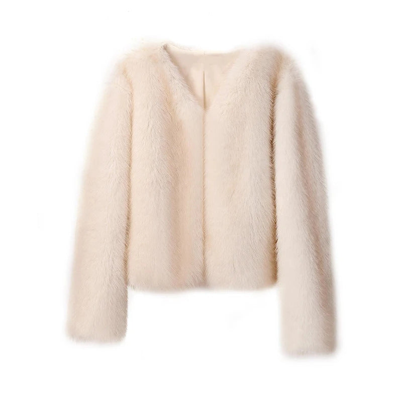 Damen Elegante und stilvolle Jacke aus Kunstfell R&B