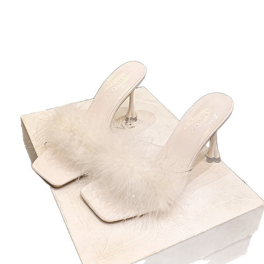 Damen trendige Slippers mit flauschigem Detail R&B
