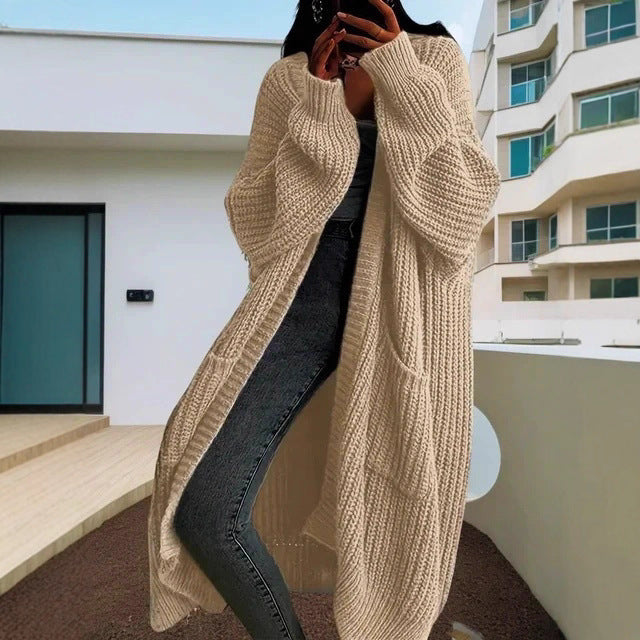 Damen Großer Strickcardigan mit offenen Ärmeln und gemütlichem Schnitt R&B
