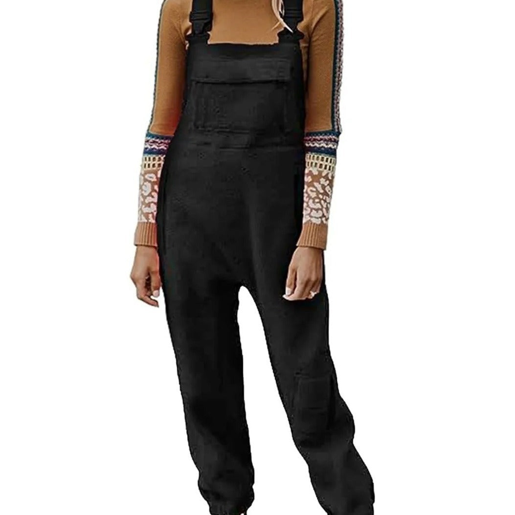 Damen Flauschiger Overall mit verstellbaren Trägern und Eingrifftaschen R&B