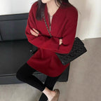 Damen Modischer Pullover mit Reißverschluss und Kragen R&B