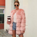 Damen Flauschige Kunstpelzjacke mit großzügigen Ärmeln und elegantem Schnitt R&B