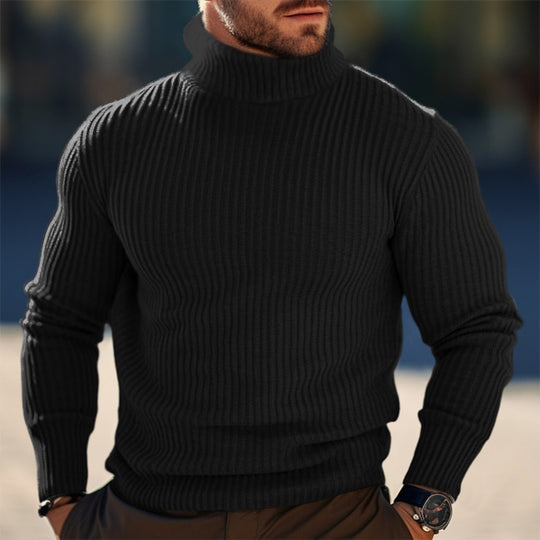 Herren Stehkragen Pullover aus strukturiertem Strick R&B
