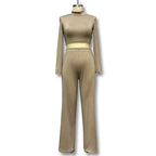Damen Sportliches Set aus Langarm-Oberteil und elastischer High-Waist-Hose R&B