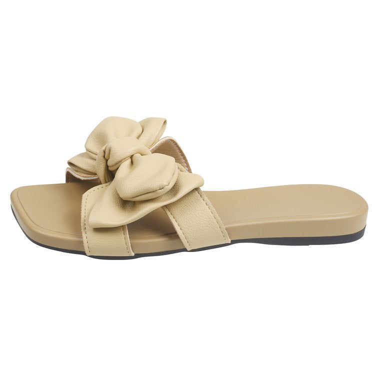 Damen bequeme Zehentrenner-Sandalen mit eleganter Schleifenapplikation R&B