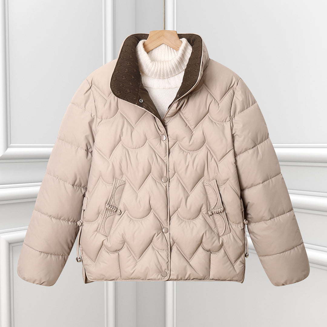 Damen Komfortable gesteppte Jacke mit hohem Kragen und Reißverschlusstaschen R&B