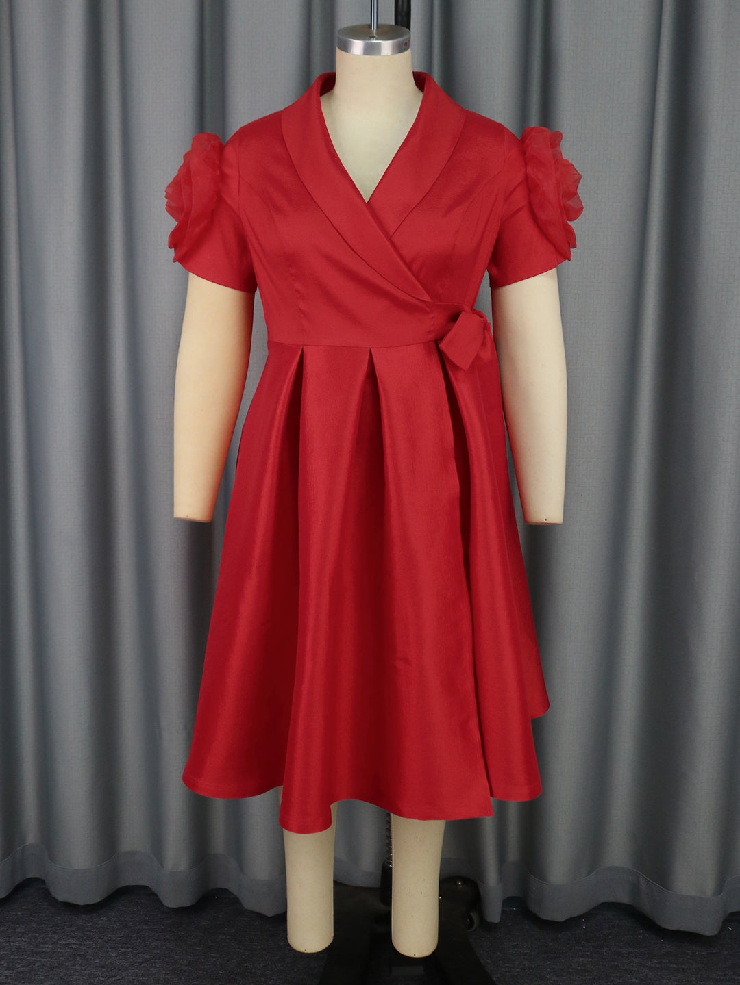 Damen Wickelkleid mit voluminösen Puffärmeln R&B