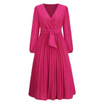 Damen Elegantes Wickelkleid mit dekorativen Falten und Taillengürtel