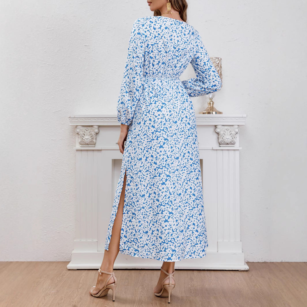 Damen Maxikleid mit Blumenmuster und Taillierung R&B
