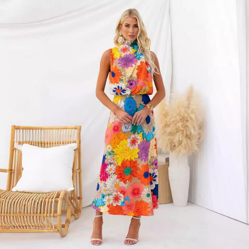 Damen Sommerliches Maxikleid mit floralen Akzenten und elegantem Schnitt R&B