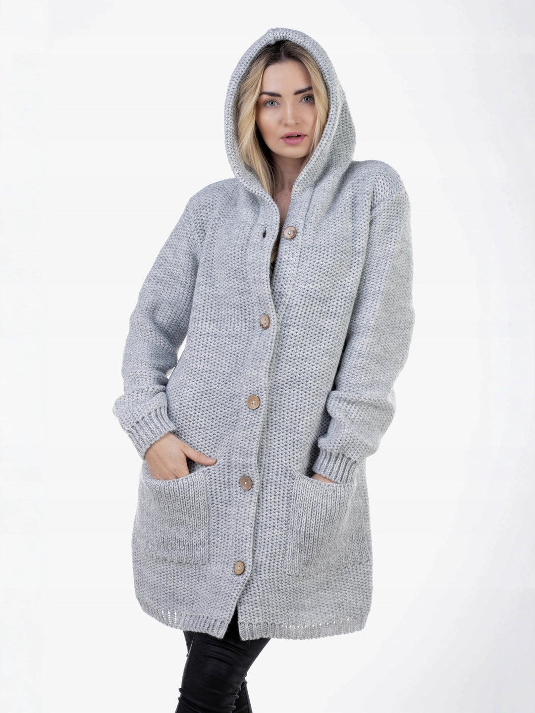 Damen Strickmantel mit hochwertigem Material und praktischen Taschen R&B