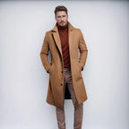 Herren eleganter Langmantel mit strukturiertem Obermaterial und praktischen Taschen R&B