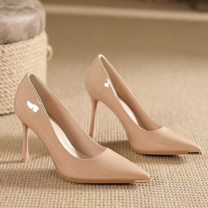 Damen Elegante spitze Pumps mit glänzendem Absatz R&B