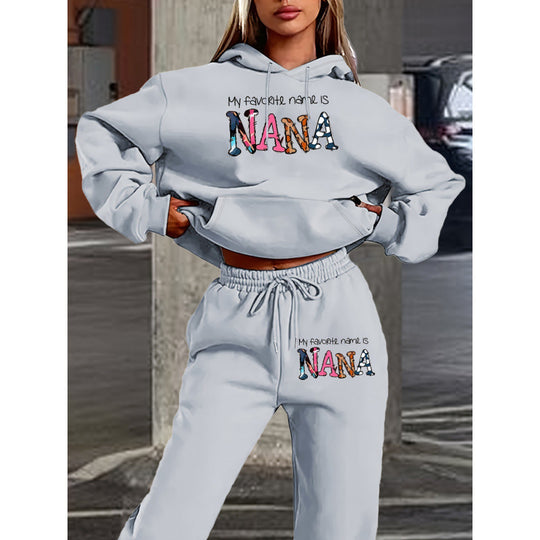 Damen Jogginganzug mit kreativem Schriftzug und bequemer Passform R&B