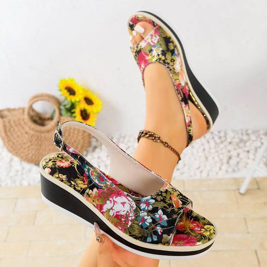 Damen Wedge-Sandalen mit floralen Akzenten und komfortablem Fußbett R&B