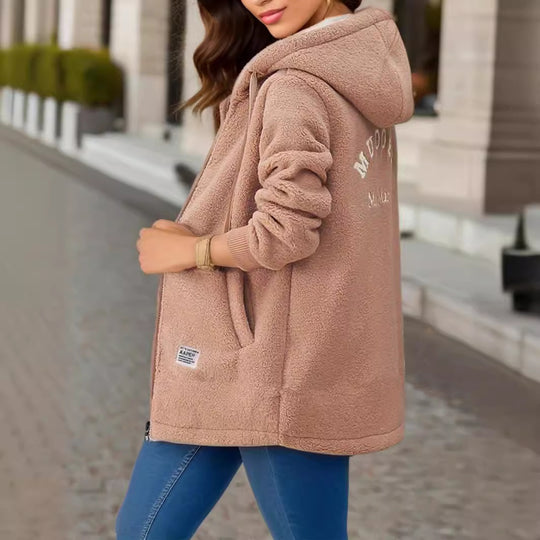 Damen Kuschelige Fleecejacke mit Kapuze und praktischen Taschen R&B