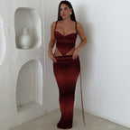 Damen Figurbetontes Maxikleid mit verführerischem Ausschnitt und raffinierten Schnürdetails R&B