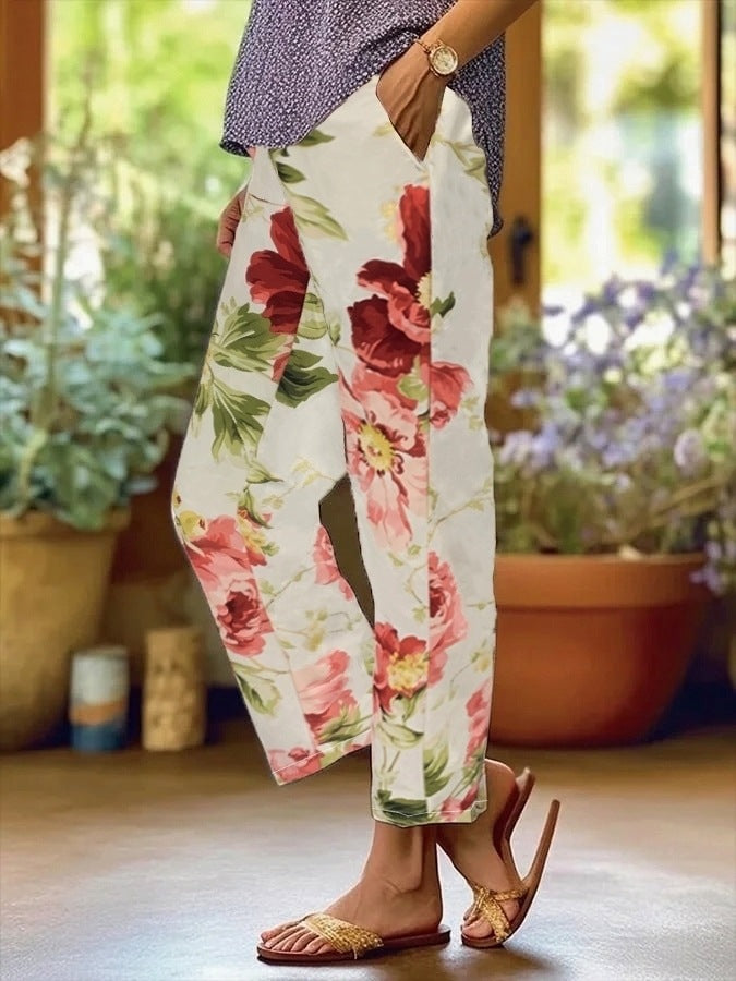 Damen Blumige Freizeithose R&B