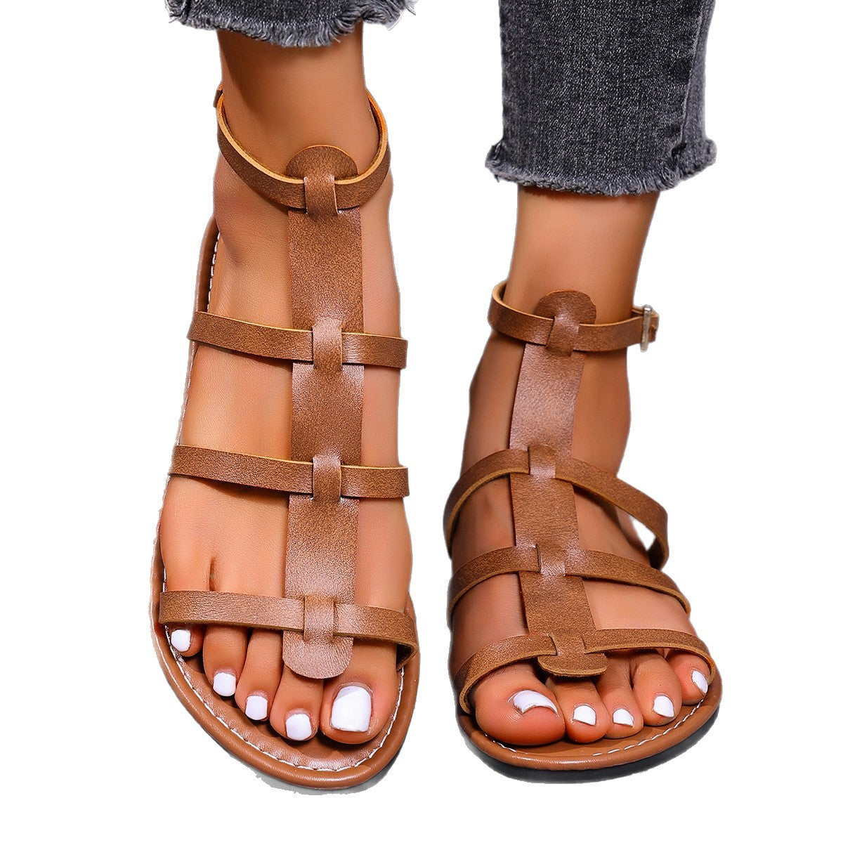 Damen Flauschige Riemchen-Sandalen mit komfortablem Fußbett und ergonomischem Design R&B