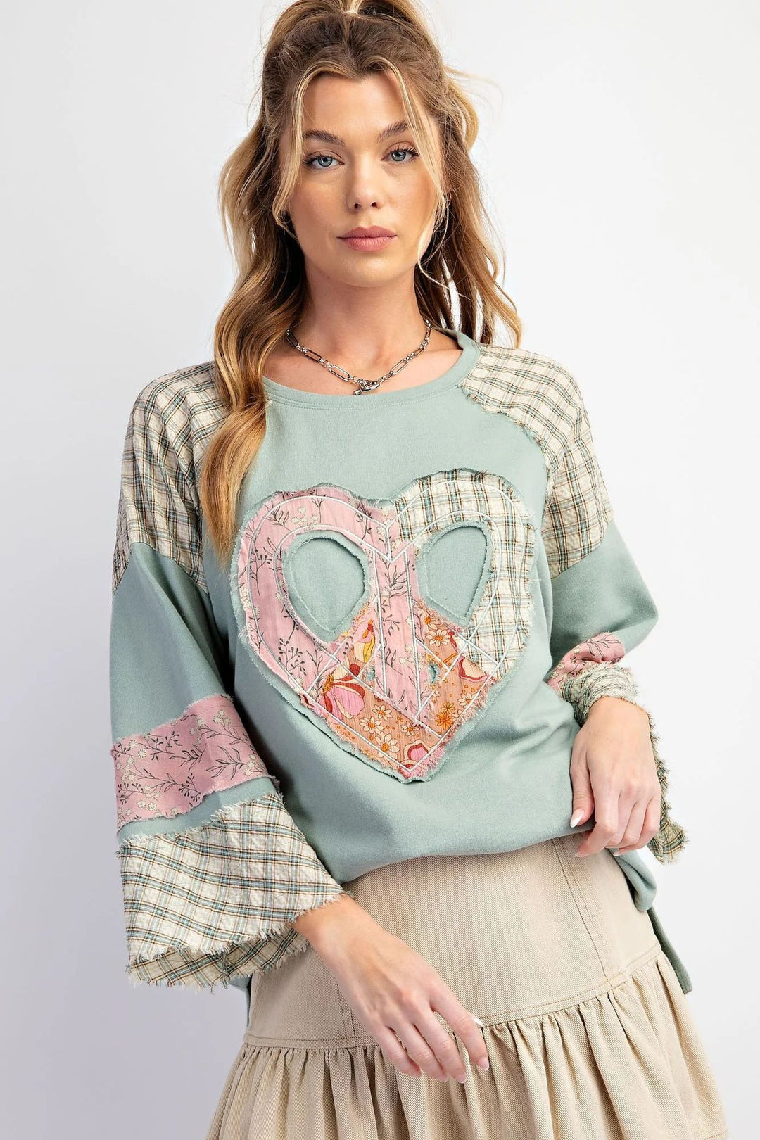 Damen kreatives Sweatshirt mit Patchwork-Design R&B