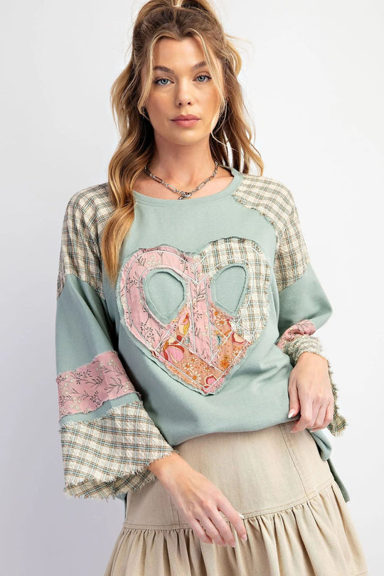 Damen kreatives Sweatshirt mit Patchwork-Design R&B