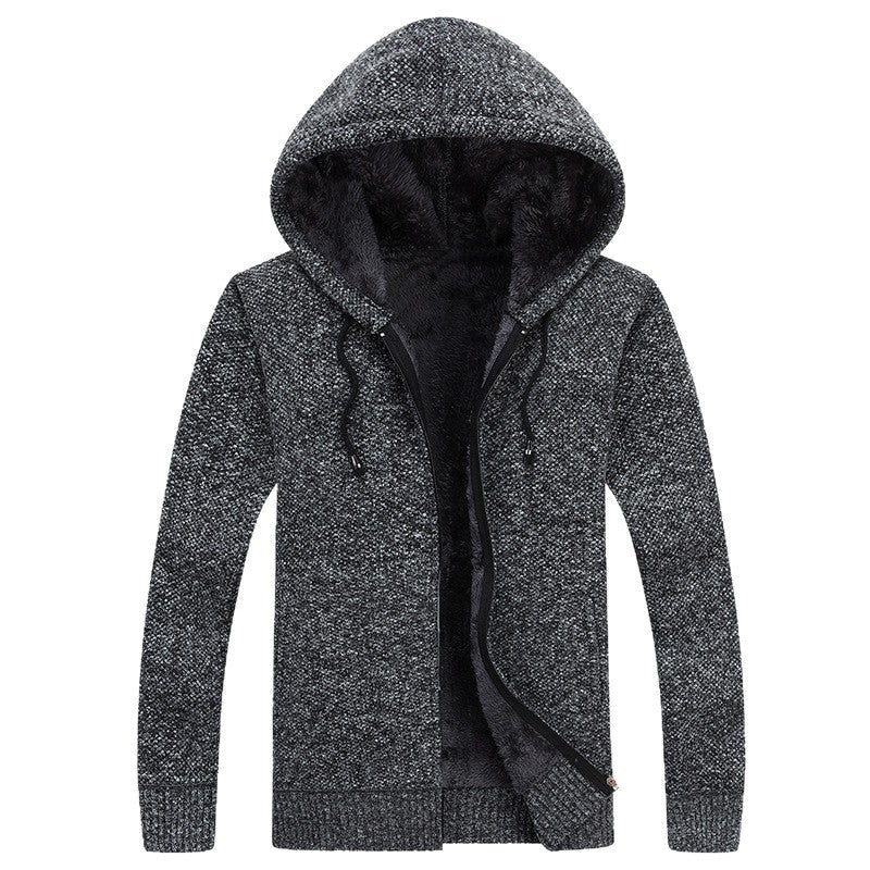 Herren bequeme Fleece-Jacke mit Kapuze und weichem Innenfutter R&B