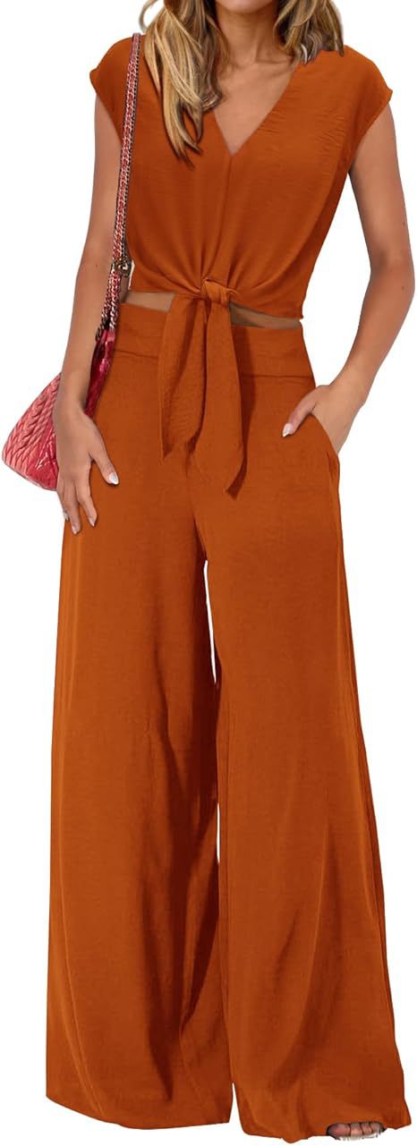 Damen Lockerer Jumpsuit mit Taillierung und weit geschnittenem Bein R&B
