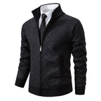 Herren Strickjacke mit modernem Zipper und grafischem Design