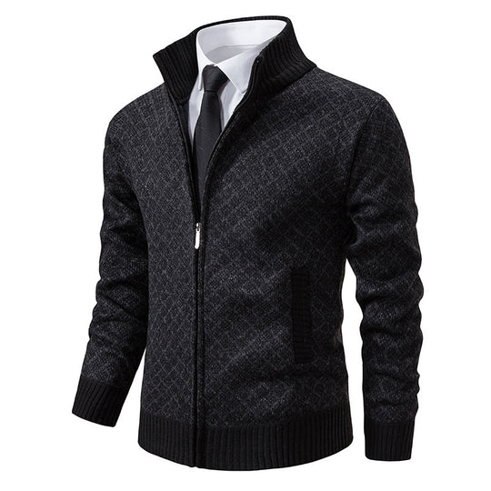 Herren Strickjacke mit modernem Zipper und grafischem Design R&B