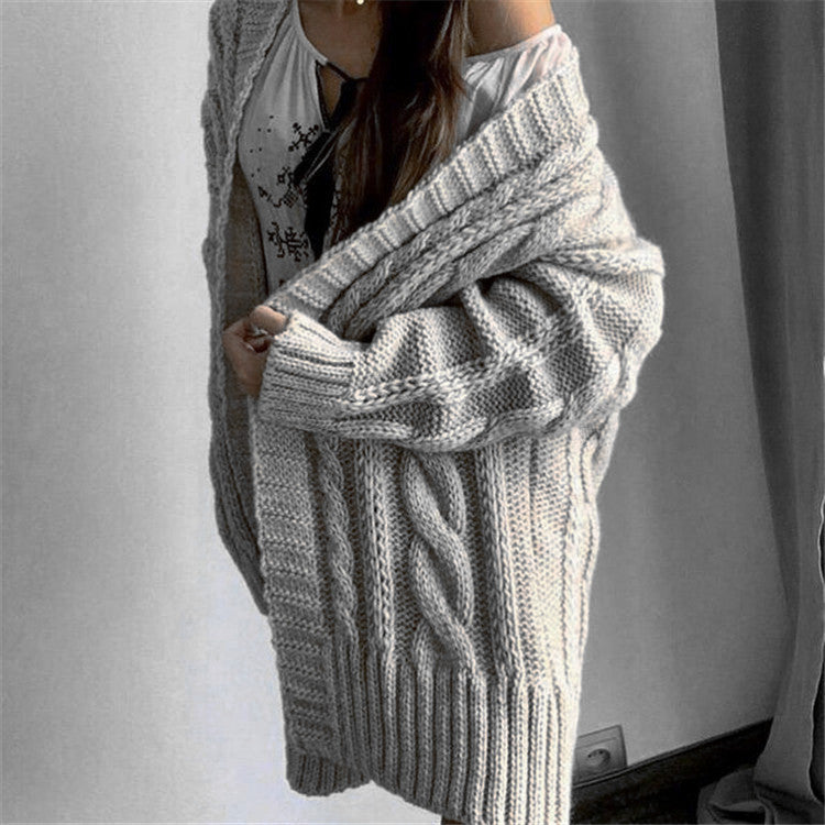 Damen Grobstrickpullover mit offener Schulter und strukturiertem Zopfdesign R&B