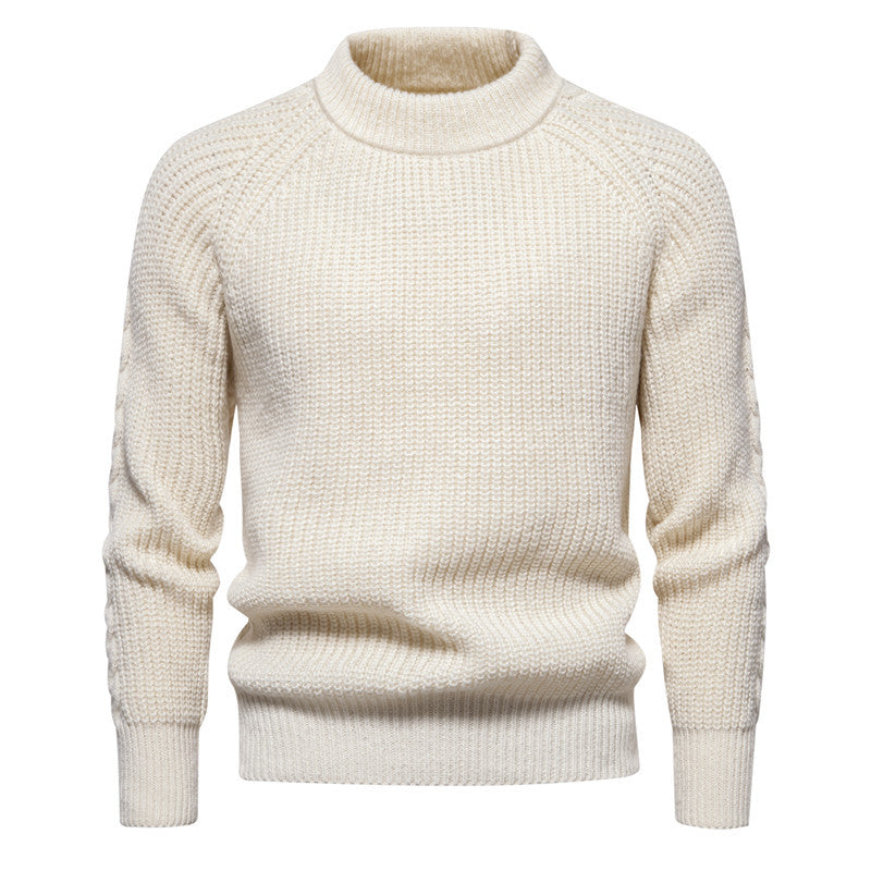 Herren kuscheliger Strickpullover mit hohem Kragen und Raglanmuster R&B