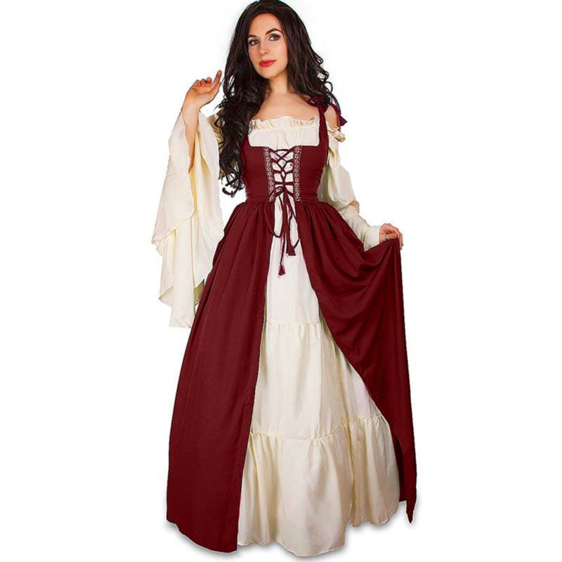 Damen historisches Kleid mit romantischem V-Ausschnitt und voluminösen Ärmeln R&B