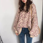 Damen Oversized Strickpullover mit Leopardenmuster und weichem Material R&B
