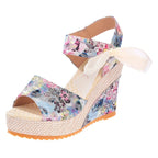 Damen Wedge-Sandalen mit floralem Design und Binde-Detail R&B
