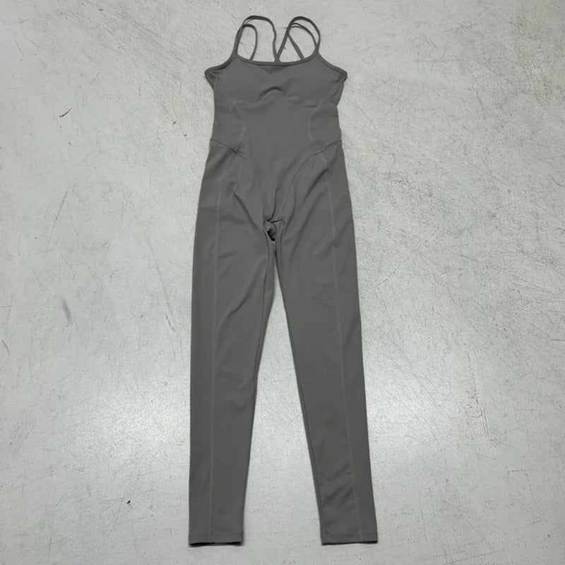 Damen Sportlicher Jumpsuit mit verstellbaren Trägern und körperbetontem Schnitt R&B