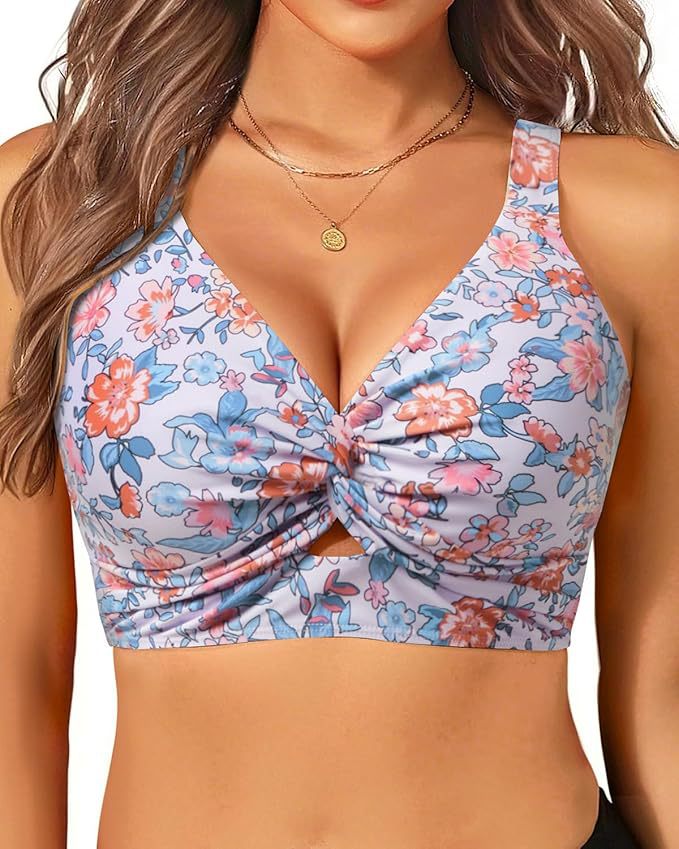 Damen sportliches Bikinioberteil mit floralem Design R&B